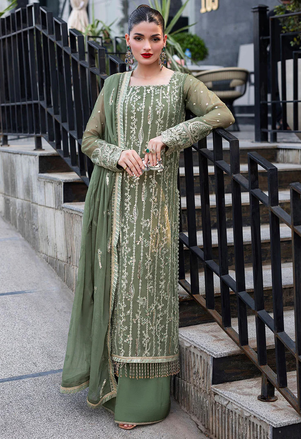 SHAEBIZ PRESENTING LUXURY GREEN CHIFFON COLLECTION| UNSTITCHED MASTER REPLICA| TOP PAKISTANI DRESS BY SHAEBIZ