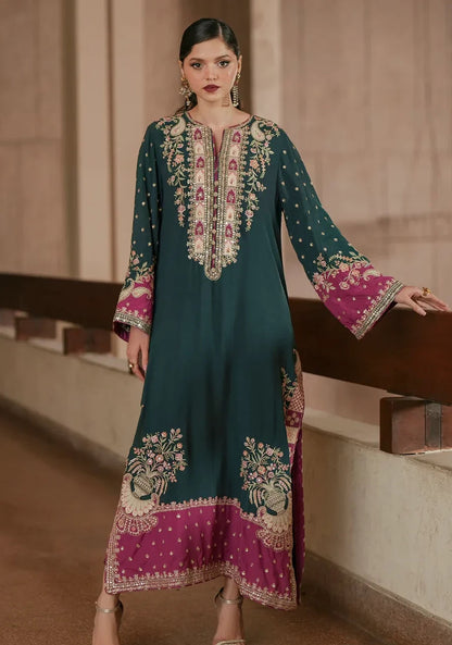 ETHNIC LATEST EMBROIDERED SILK KAFTAN| UNSTITCHED 3 PCS BY SHAEBIZ