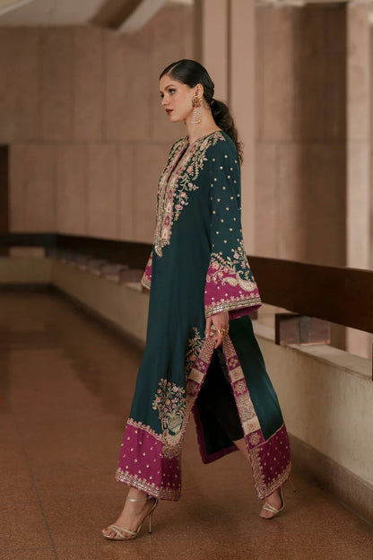 ETHNIC LATEST EMBROIDERED SILK KAFTAN| UNSTITCHED 3 PCS BY SHAEBIZ