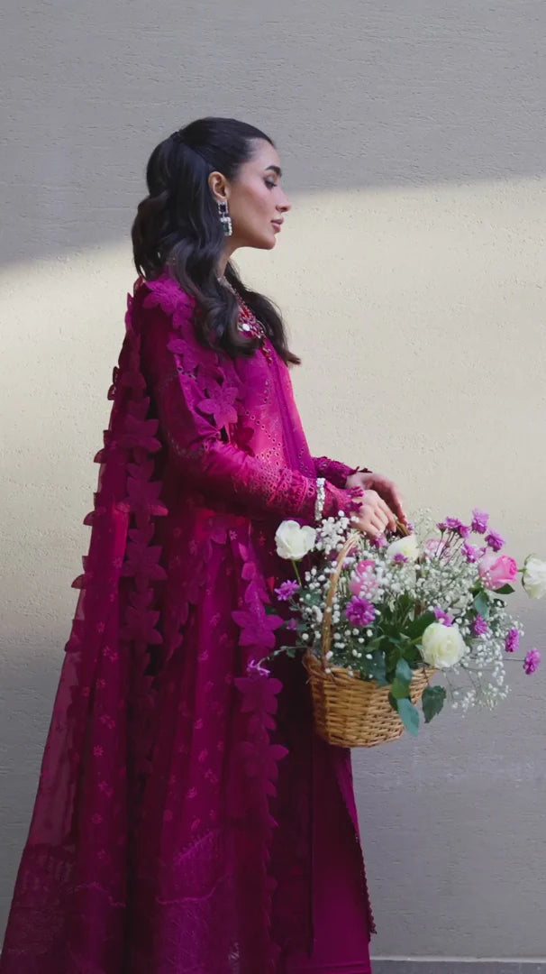 QALAMKAR VIOLET WHISPER LUXURY LAWN COLLECTION| UNSTITCHED 3 PCS BY SHAEBIZ