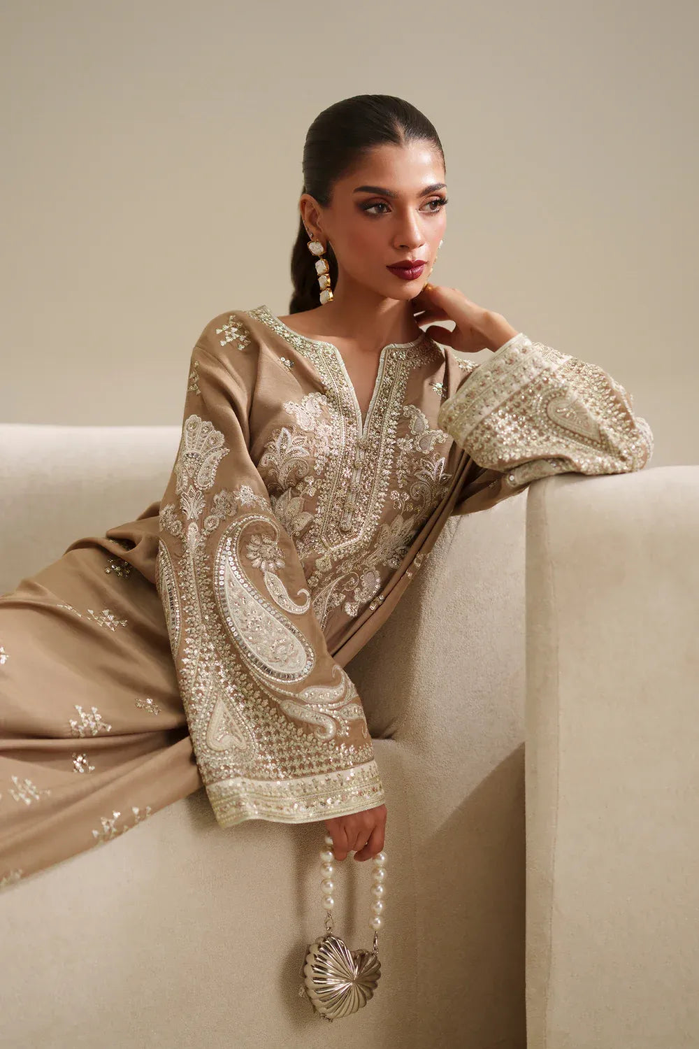 ETHNIC LATEST RAW SILK KAFTAN | LATEST 3 PCS  SHAEBIZ