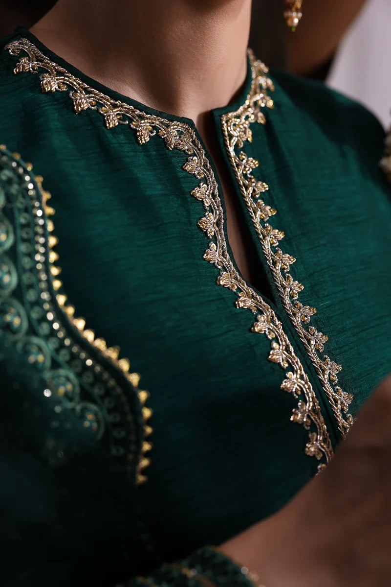 ZAIB LUXURY GREEN SILK COLLECTION| UNSTITCHED 2026 COLLECTION BY SHAEBIZ