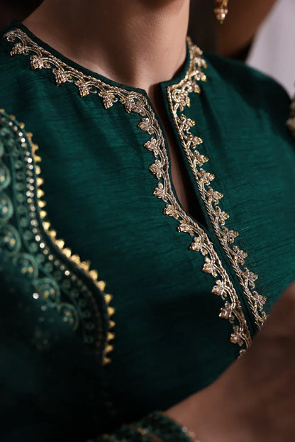 ZAIB LUXURY GREEN SILK COLLECTION| UNSTITCHED 2026 COLLECTION BY SHAEBIZ