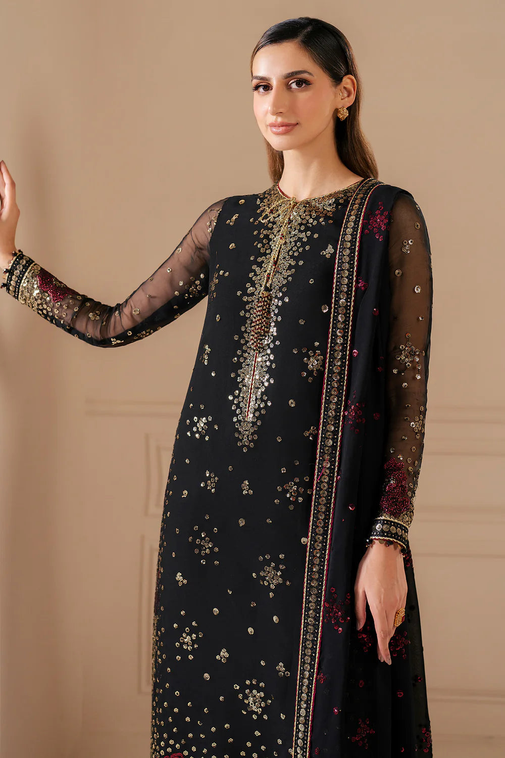 Jazmin Black Chiffon | Luxury Party Wear Collection| Top Pakistani Dress By Shaebiz