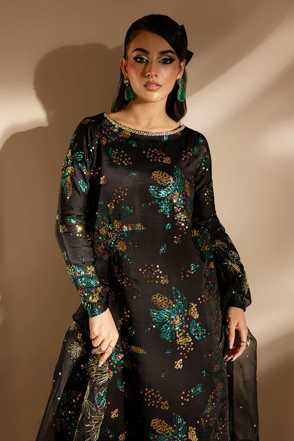 NUREH BLACK ZARBISH LUXURY SILK COLLECTION| PARTY WEAR| TOP PAKISTANI DRESS BY SHAEBIZ