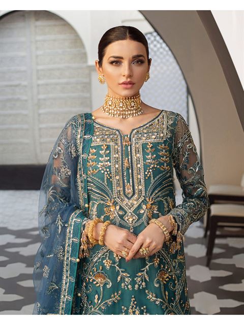 GULAAL JHOOM LUXURY NET COLLECTION| UNSTITCHED WEDDING FORMALS BY SHAEBIZ