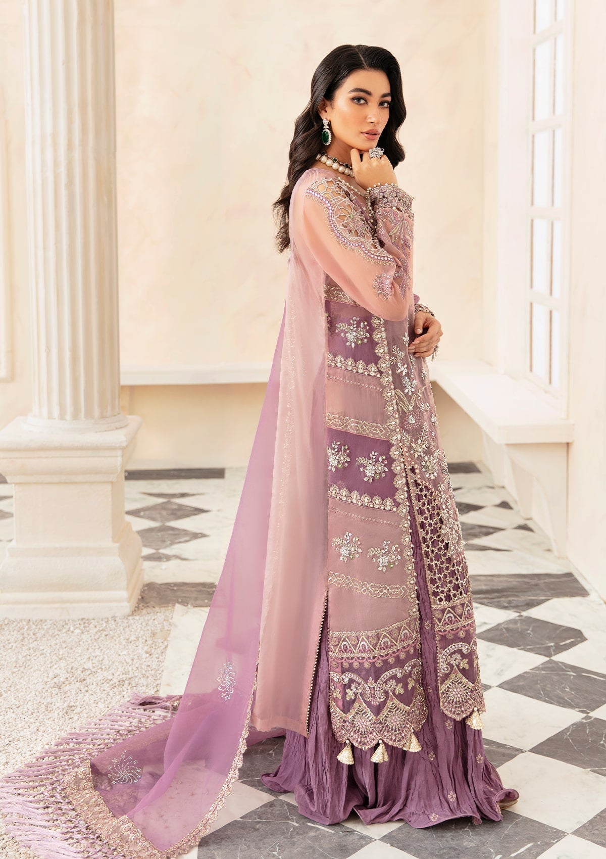 ELAF PURPLE LILAC BLOOM LUXURY EMBRODERED ORGENZA COLLECTION| PARTY WEAR| TOP PAKISTANI DRESS BY SHAEBIZ