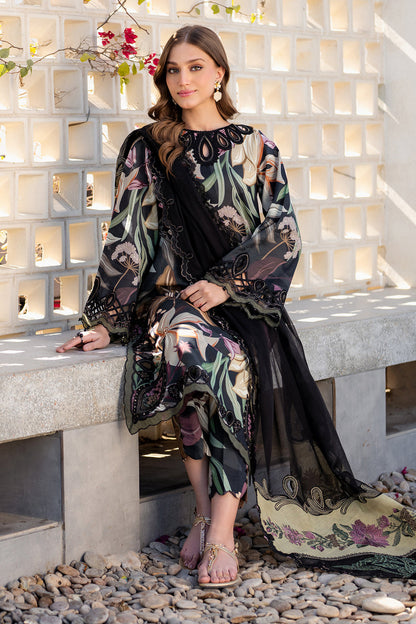 BAROQUE EMBROIDERED 2026 MULTI PRINTED DARK ROSE | UNSTITCHED PARTY WEAR| TOP PAKISTANI DRESS BY SHAEBIZ S