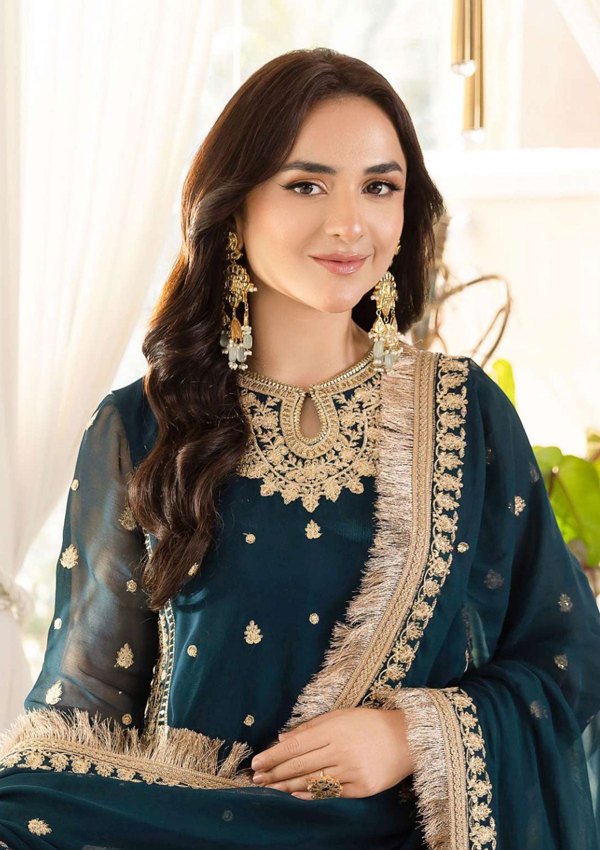 ASIM JOFA NOORIE MAAHRU EMBROIDERED CHIFFON DRESS| UNSTITCHED PARTY WEAR|YUMNA ZAIDI |TOP PAKISTANI DRESS BY SHAEBIZ