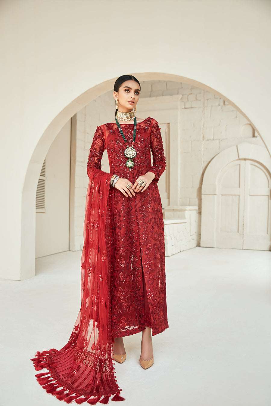 MARYAM HUSSAIN RED LUXURY PARTY WEAR (MH-RN21)