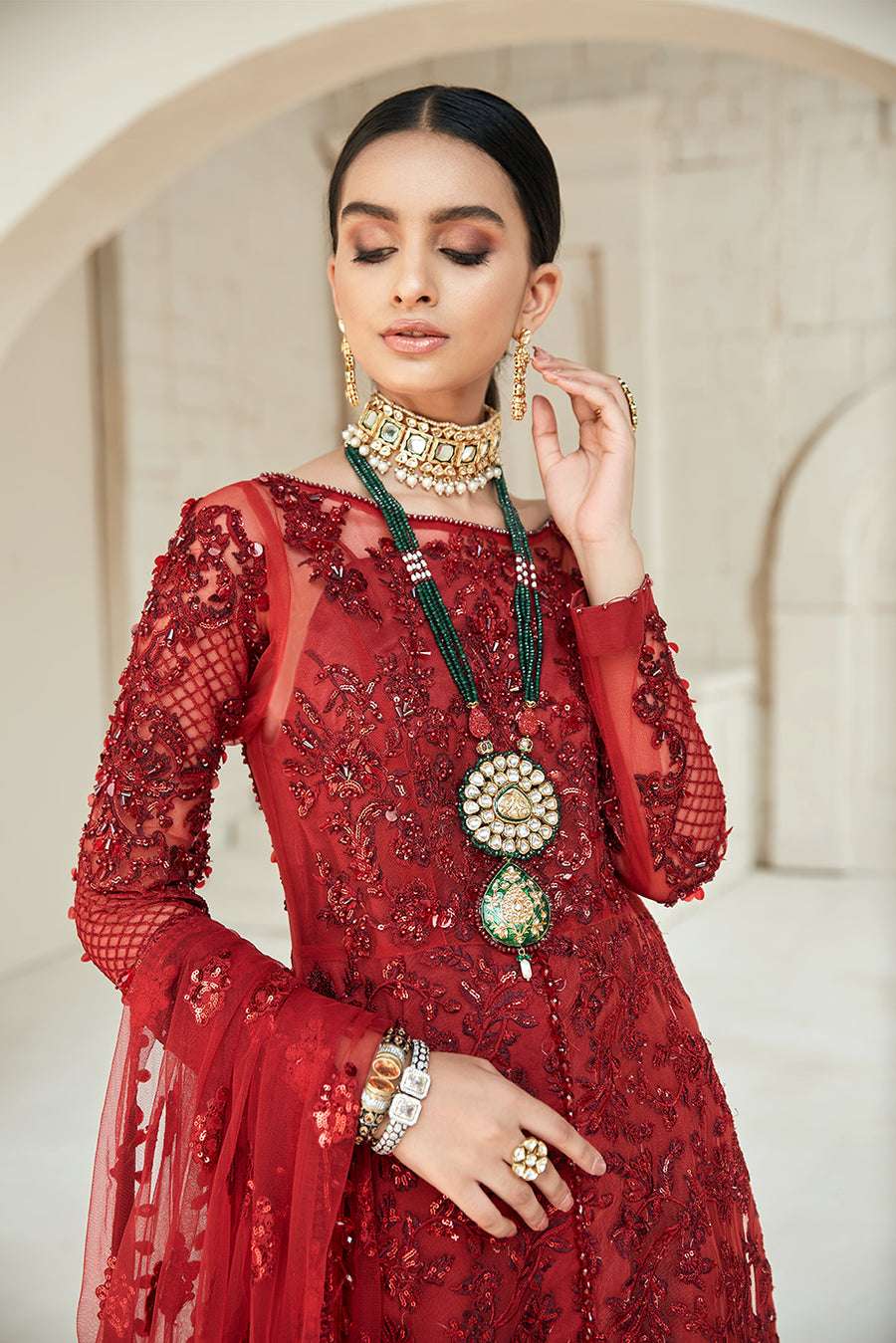 MARYAM HUSSAIN RED LUXURY PARTY WEAR (MH-RN21)