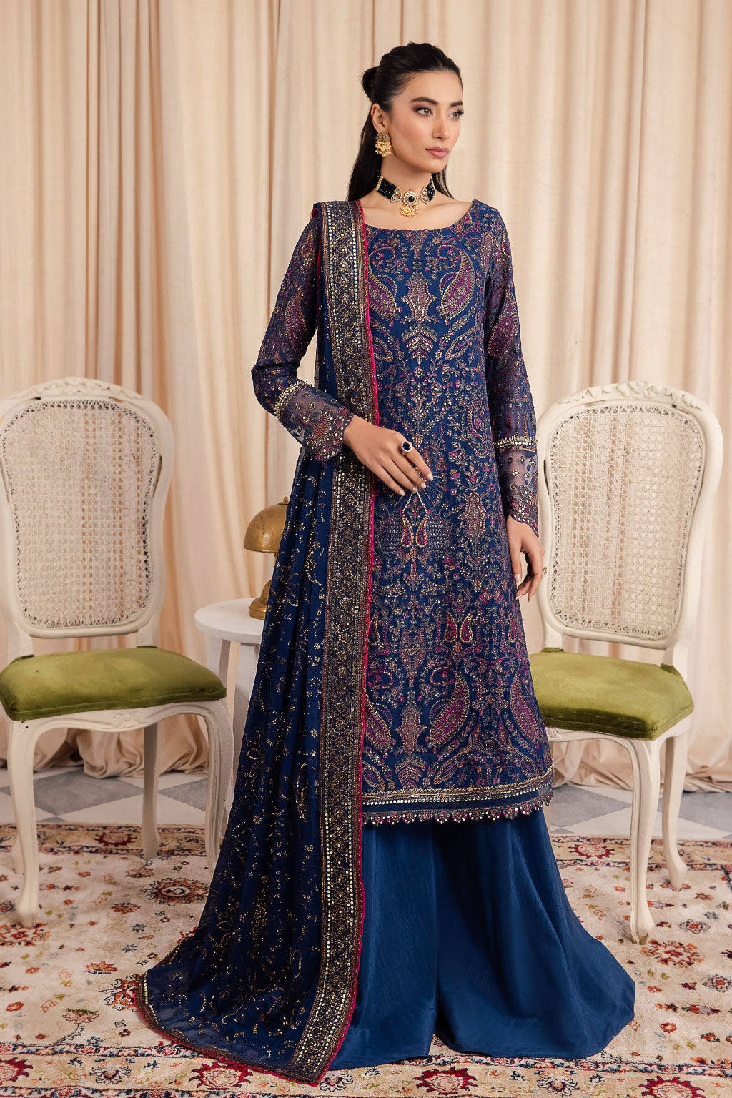 IZNIK BLUE  MIRAGE LUXURY ORGENZA COLLECTION| WEDDING FORMALS BY  SHAEBIZ