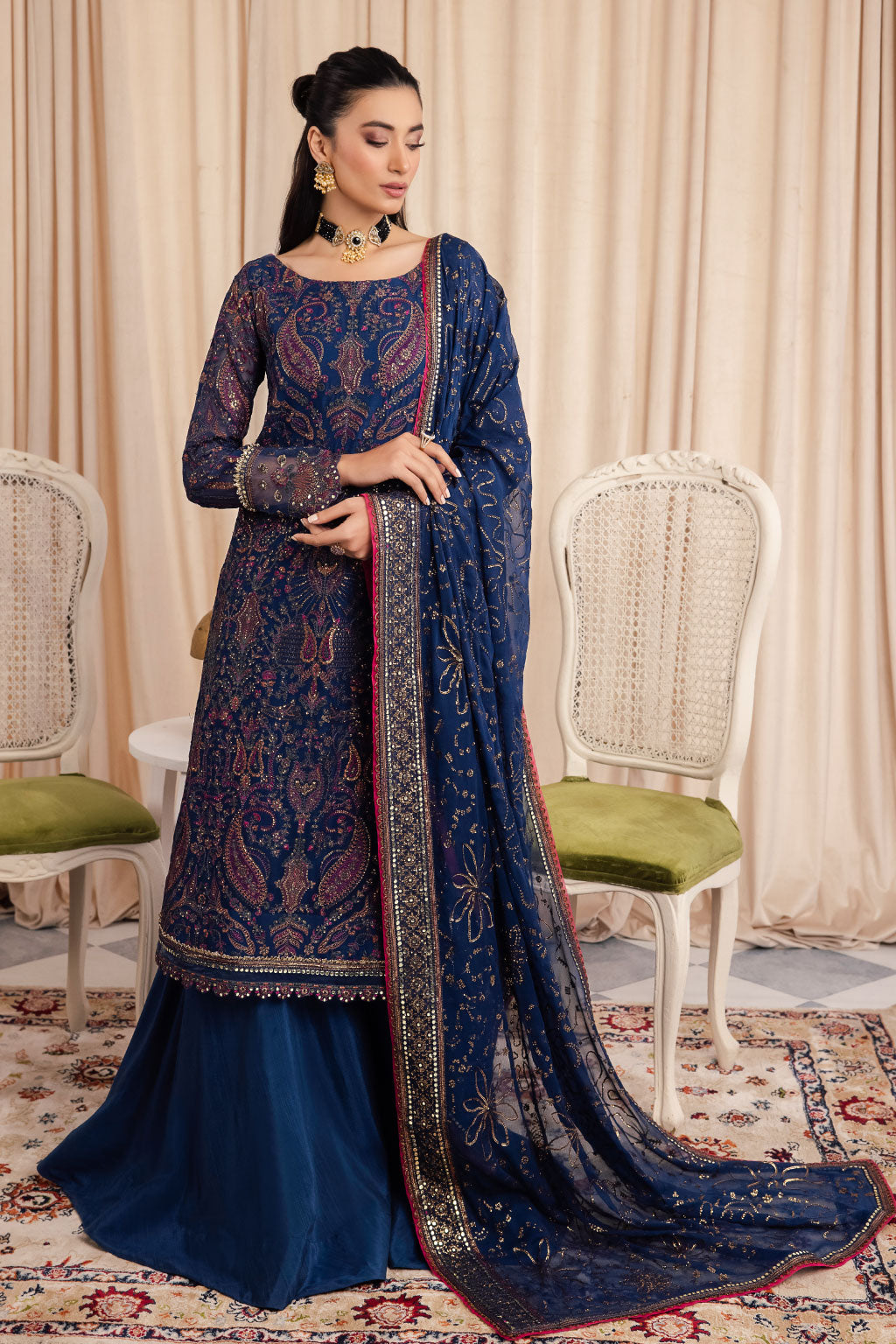 IZNIK BLUE  MIRAGE LUXURY ORGENZA COLLECTION| WEDDING FORMALS BY  SHAEBIZ