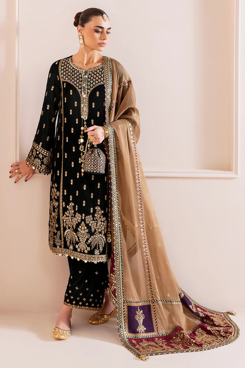 Stylish Jazmin Black Velvet Suit with Chiffon Dupatta 2025
