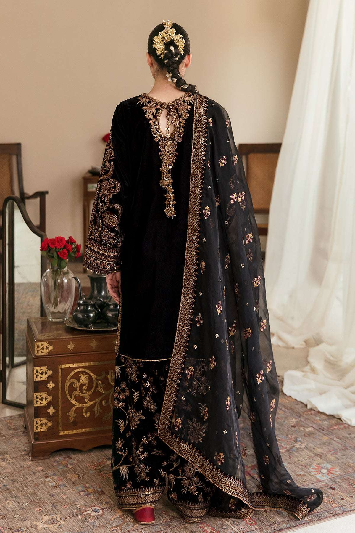 BAROQUE BLACK VELVET PARTY WEAR DRESS (BQ-BV22)