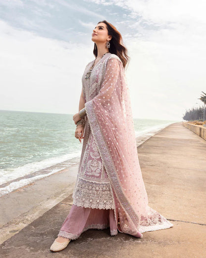 FAIZA SAQLAIN 2026 ZINNIA LUXURY LAWN COLLECTION|UNSTITCHED 3 PCS BY SHAEBIZ