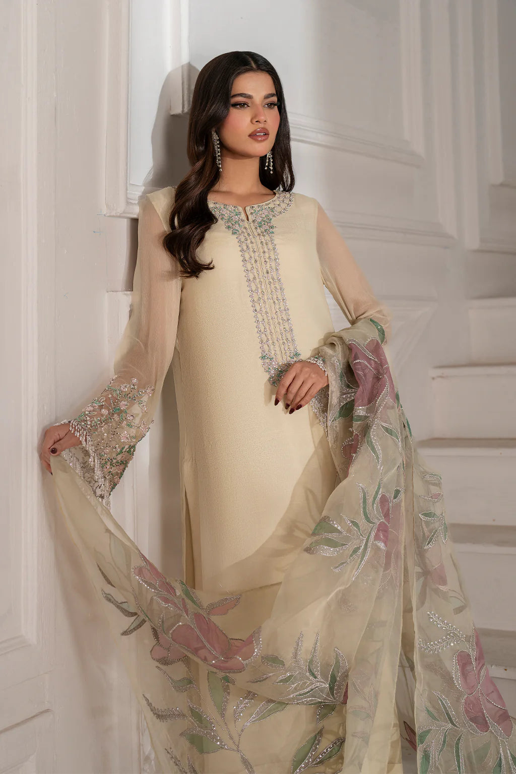 IZNIK LATEST CHIFFON WITH HAND EMBELLISHED| UNSTITCHED 3 PCS BY SHAEBIZ