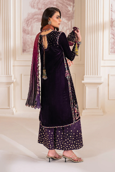 BAROQUE VELVET NIŻ PURPLE WINTER WEAR UNSTITCH COLLECTION BY SHAEBIZ