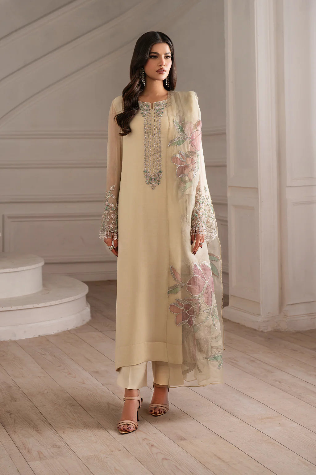 IZNIK LATEST CHIFFON WITH HAND EMBELLISHED| UNSTITCHED 3 PCS BY SHAEBIZ