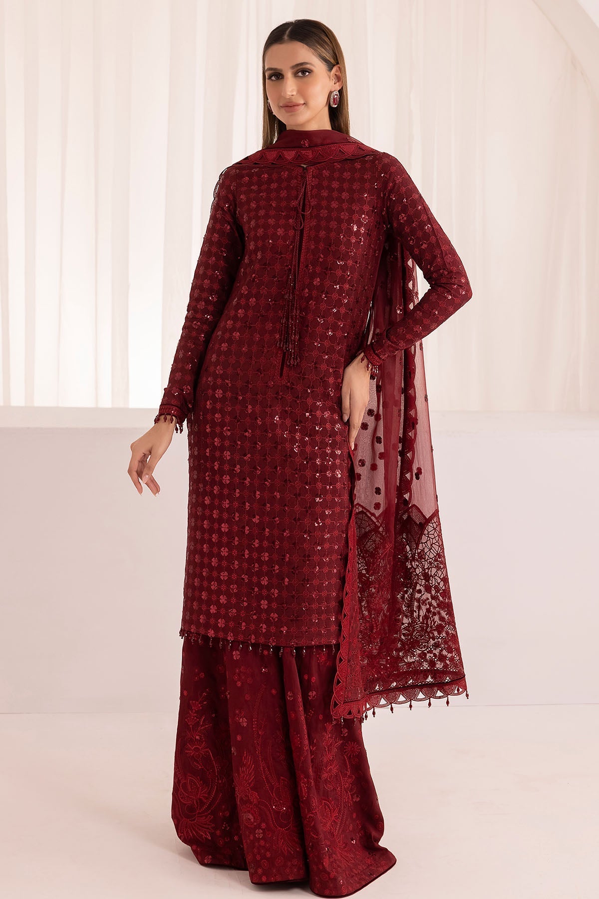 BAROQUE JAZMIN CHIFFON DRESS| UNSTITCHED MASTER REPLICA| TOP PAKISTANI DRESS BY SHAEBIZ