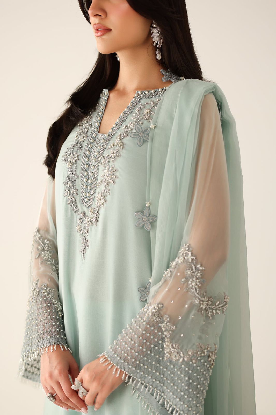 BAROQUE LUXURY EMBROIDERED CHIFFON COLLECTION| UNSTITCHED 3 PCS| TOP PAKISTANI DRESS BY SHAEBIZ