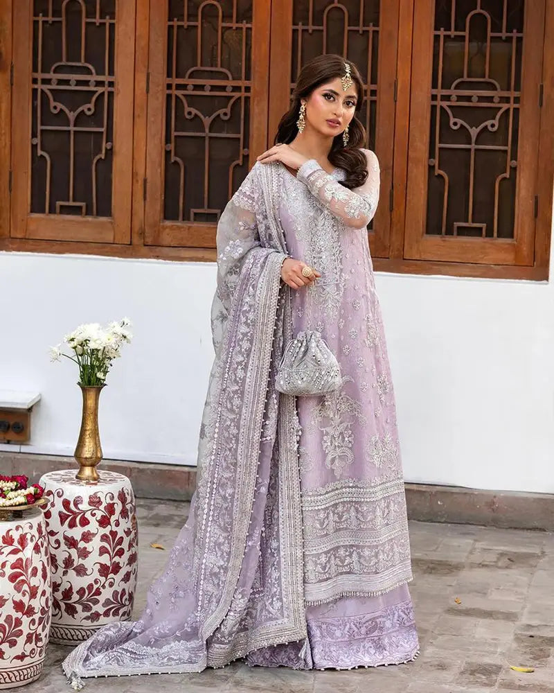 LIYAN- NIRA BY FAIZA SAQLAIN LUXURY PINK NET COLLECTION| UNSTITCHED MASTER REPLICA|SAJAL ALI|TOP PAKISTANI DRESS BY SHAEBIZ