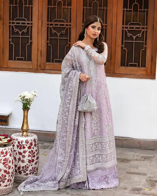 LIYAN- NIRA BY FAIZA SAQLAIN LUXURY PINK NET COLLECTION| UNSTITCHED MASTER REPLICA|SAJAL ALI|TOP PAKISTANI DRESS BY SHAEBIZ