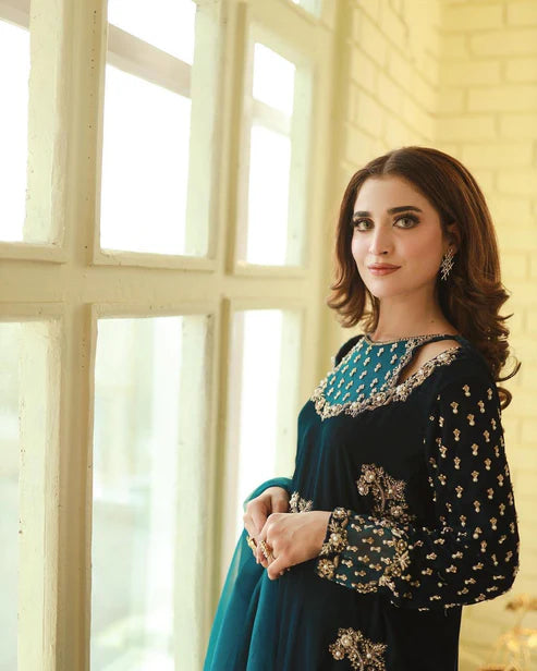 AFROZEH MICRO 9000 VELVET DRESS| UNSTITCHED MASTER REPLICA| WINTER COLLECTION| TOP PAKISTANI DRESS BY SHAEBIZ