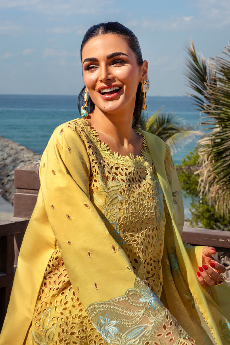 MINAL BY RANG RASIYA LEMON PETAL LUXURY LAWN COLLECTION| UNSTITCHED 3PCS | TOP PAKISTANI DRESS BY SHAEBIZ