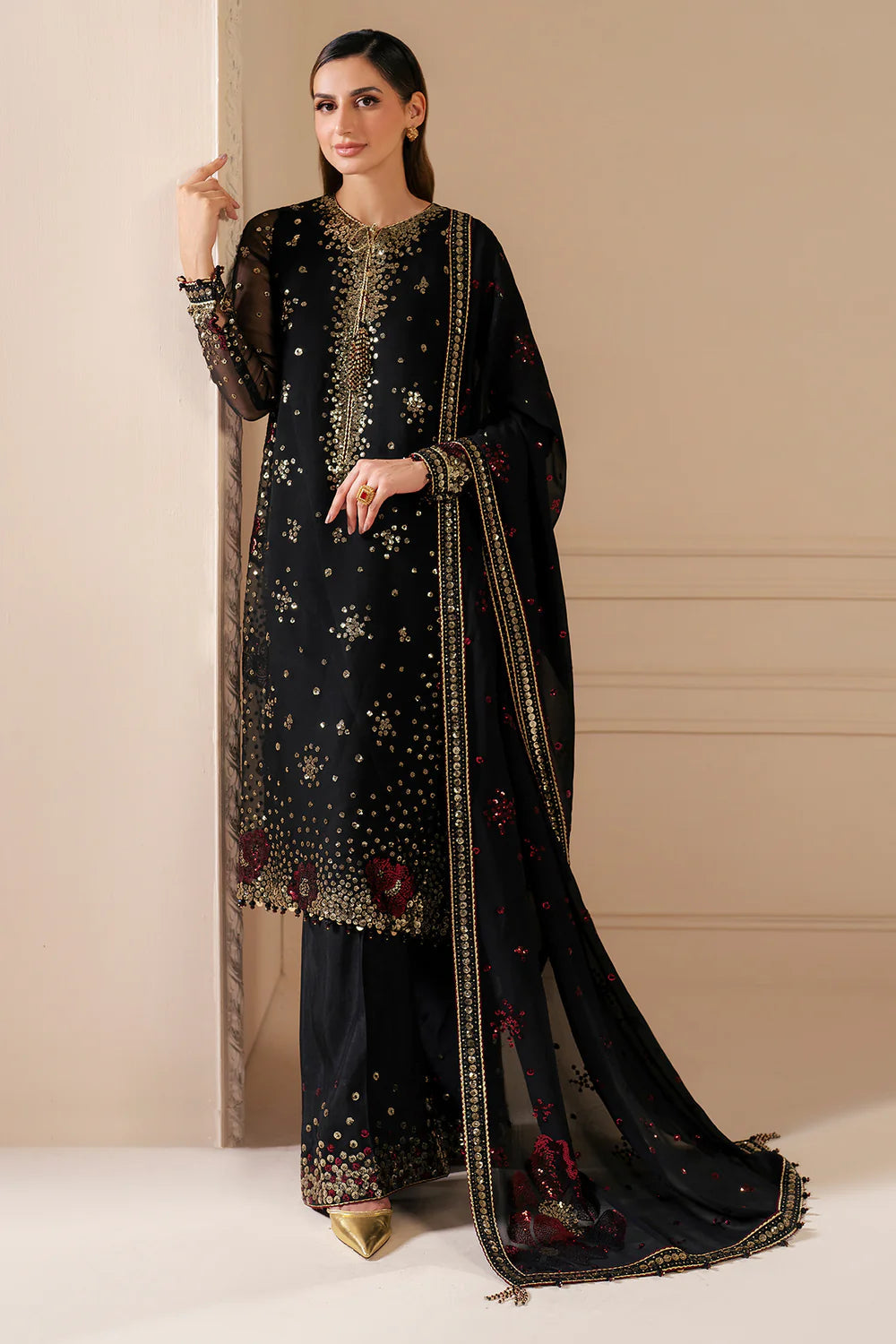 Jazmin Black Chiffon | Luxury Party Wear Collection| Top Pakistani Dress By Shaebiz