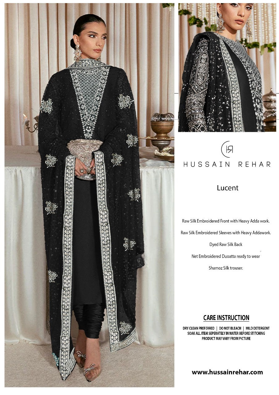 HUSSAIN REHAR SEEMA BLACK LUXURY RAW SILK COLLECTION BY SHAEBIZ