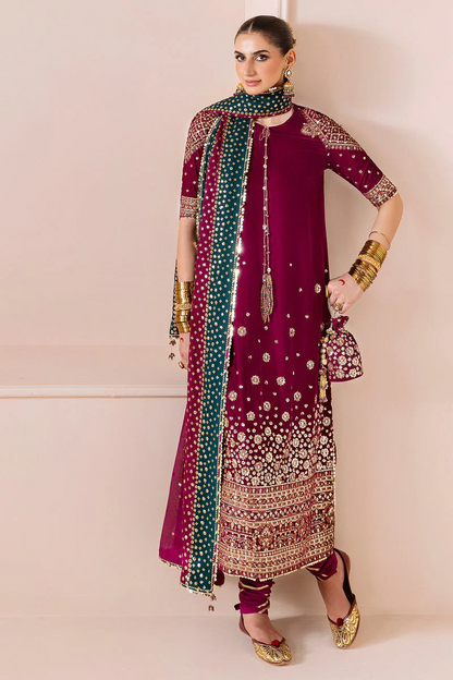 Luxury Velvet Rangoon Unstitched Suit with Chiffon Dupatta – Jazmin 2025 Shaebiz