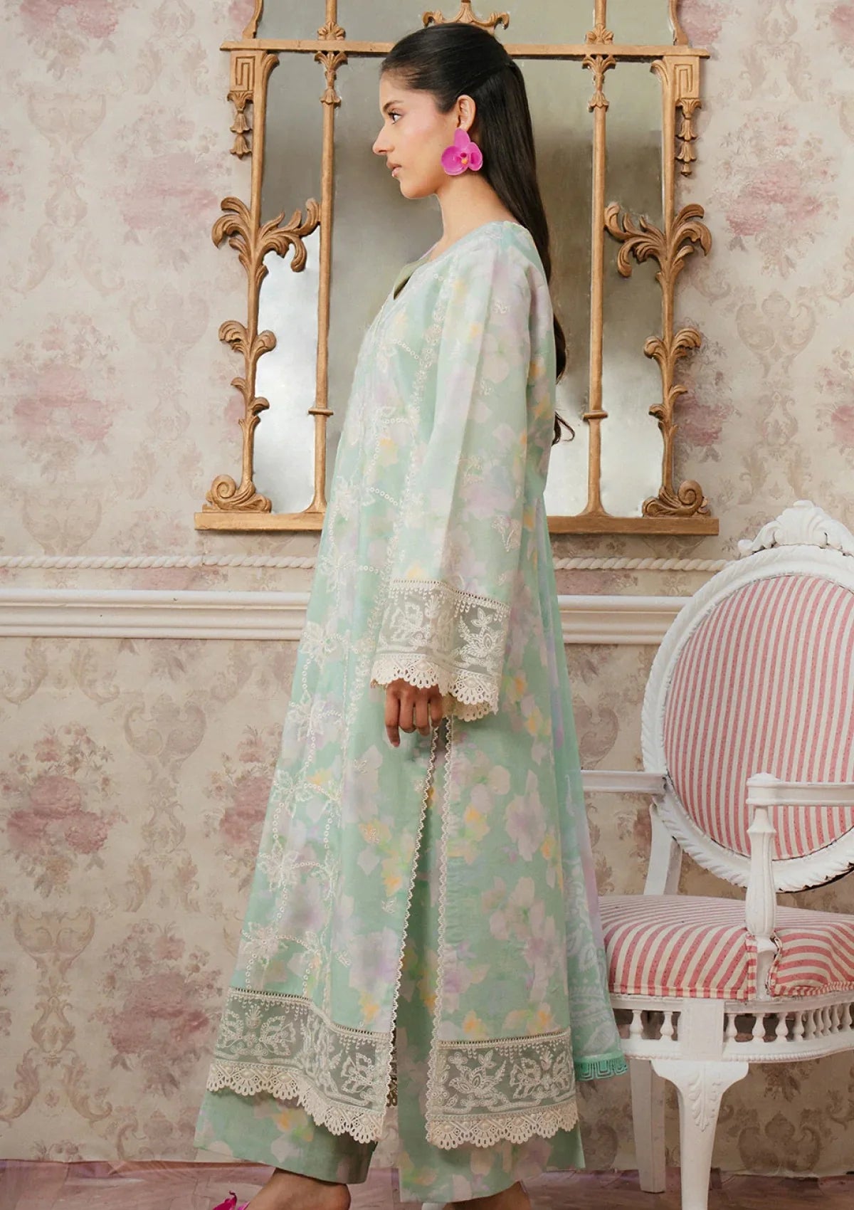 AYZEL SEA GREEN PRINTED SWISS LAWN COLLECTION| UNSTITCHED COLLECTION BY SHAEBIZ