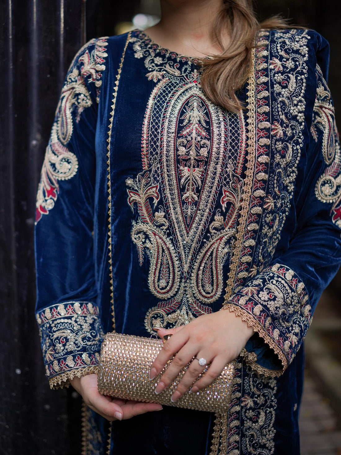 ANEELA'S LUXURY WEDDING VELVET | UNSTITCHED WITH VELVET  SHAWL | TOP PAKISTANI DRESS BY SHAEBIZ