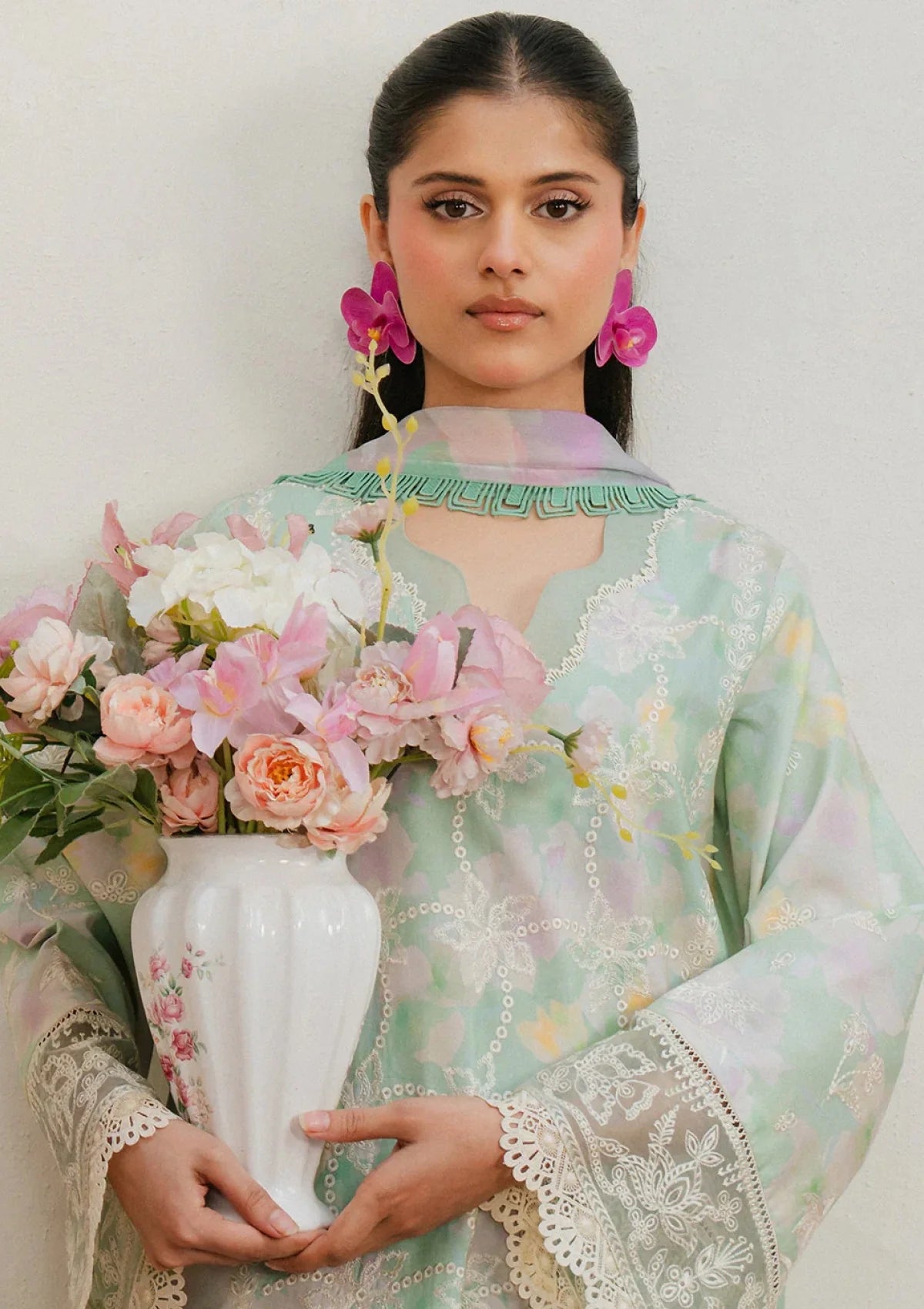 AYZEL SEA GREEN PRINTED SWISS LAWN COLLECTION| UNSTITCHED COLLECTION BY SHAEBIZ