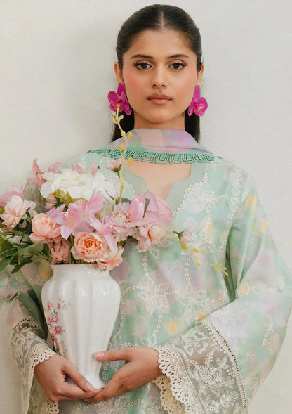AYZEL SEA GREEN PRINTED SWISS LAWN COLLECTION| UNSTITCHED COLLECTION BY SHAEBIZ