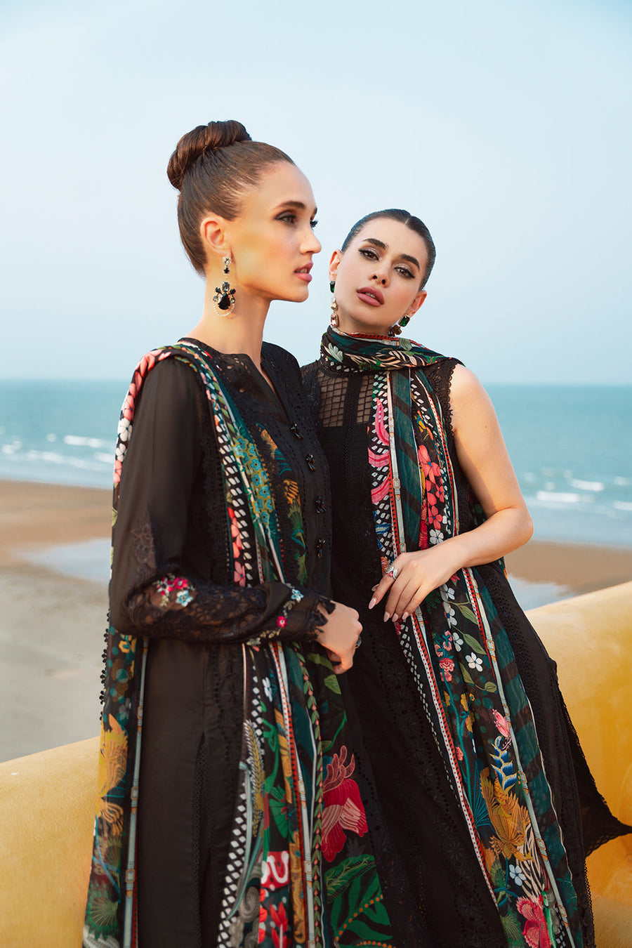 SAIRA RIZWAN BLACK BLOSSOM LUXURY LAWN COLLECTION| UNSTITCHED MASTER REPLICA| TOP PAKISTANI DRESS BY SHAEBIZ