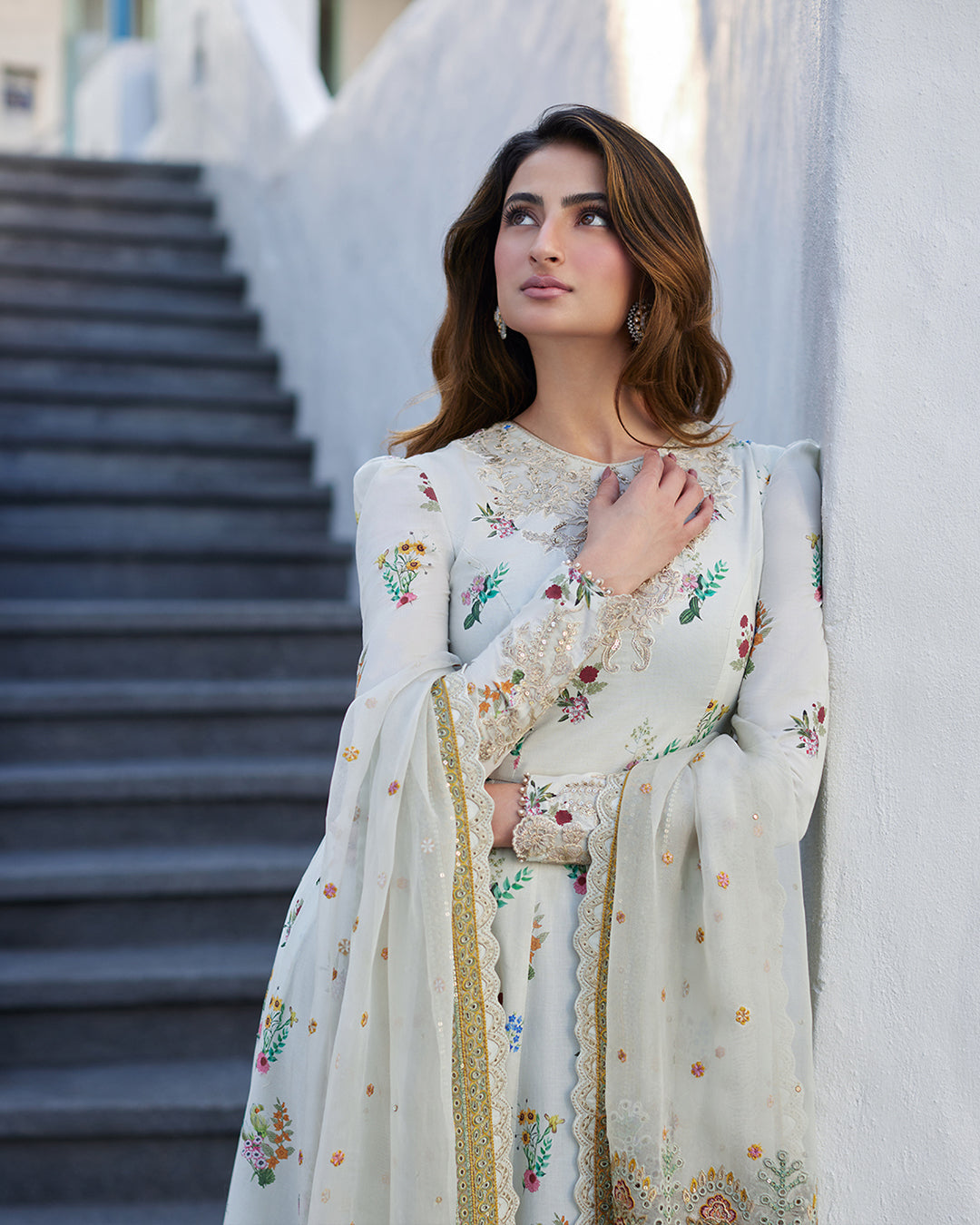 FAIZA SAQLAIN  LAWN FROCK |TOP PAKISTANI DRESS BY SHAEBIZ