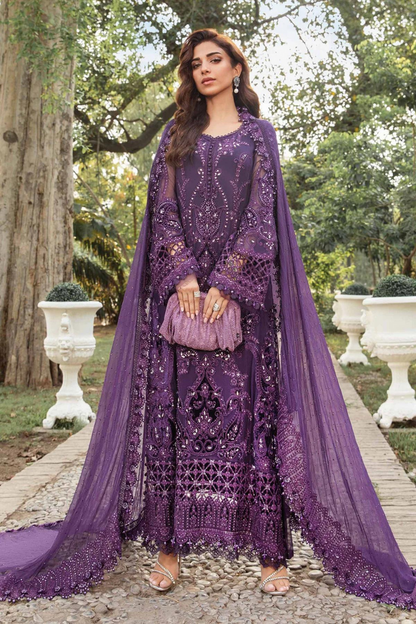 MARIA B EMBROIDERED CHIFFON COLLECTION|UNSTITCHED MASTER REPLICA|TOP PAKISTANI DRESS BY SHAEBIZ