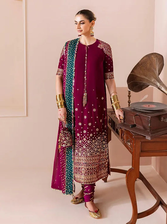 Jazmin 2025 Velvet Rangoon Collection with Chiffon Dupatta – Unstitched by Shaebiz