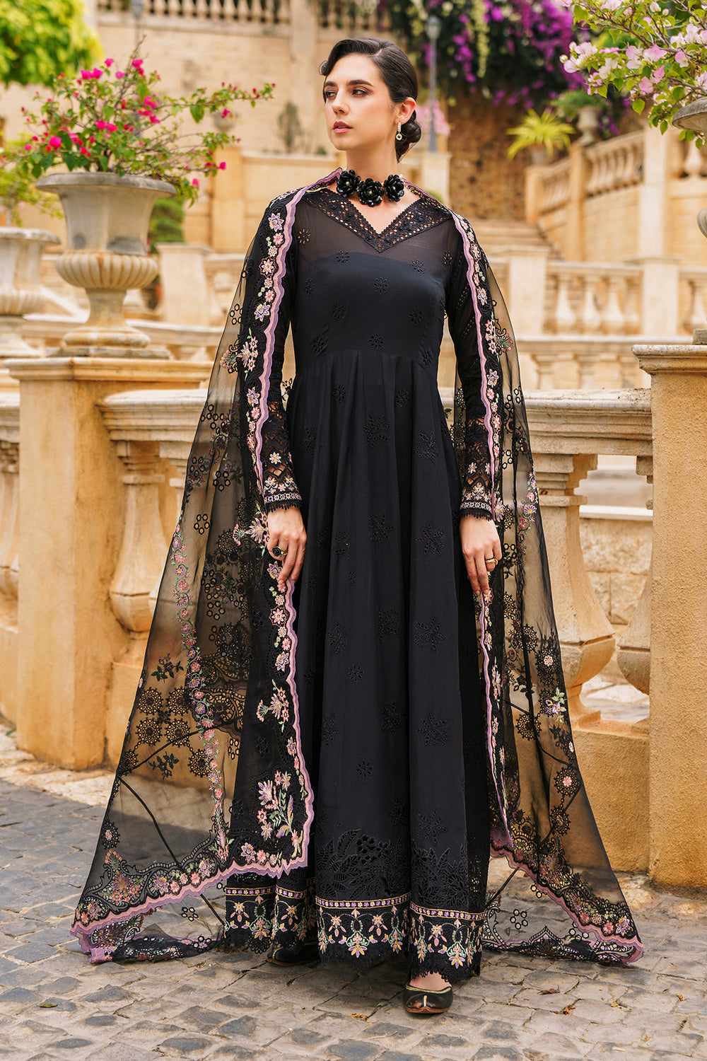 BAROUQUE LUXURY BLACK LAWN COLLECTION| TOP PAKISTANI DRESS BY SHAEBIZ|