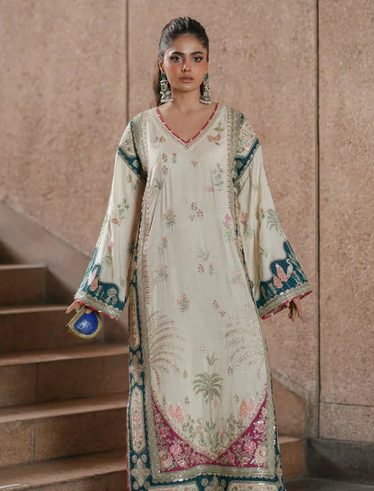 ETHNIC LATEST RAW SILK KAFTAN| 2 PCS BY SHAEBIZ