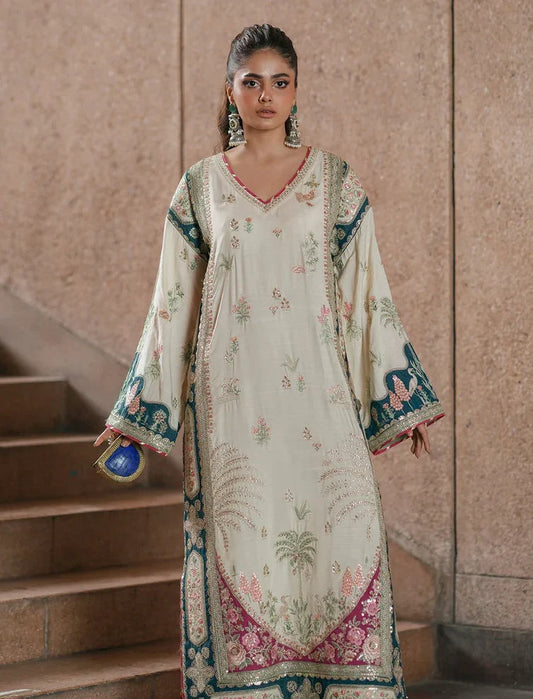 ETHNIC LATEST RAW SILK KAFTAN| 2 PCS BY SHAEBIZ