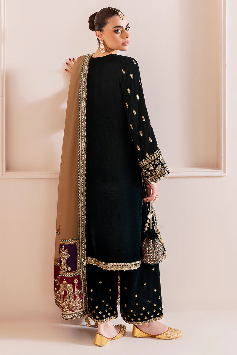 Jazmin 2025 Black Velvet Stylish Unstitched Dress Pakistan