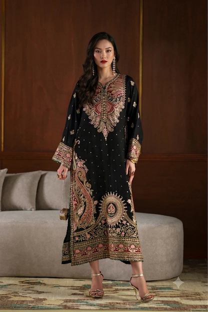 ETHNIC RAW SILK VIRAL 2026 KAFTAN 3 PIECS UNSTITCH COLLECTION