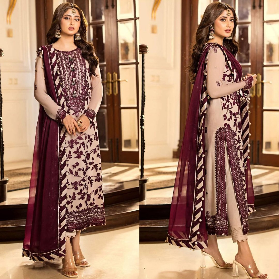 ASIM JOFA CHIFFON PARTY WEAR|SAJAL ALI| TOP PAKISTANI DRESS BY SHAEBIZ