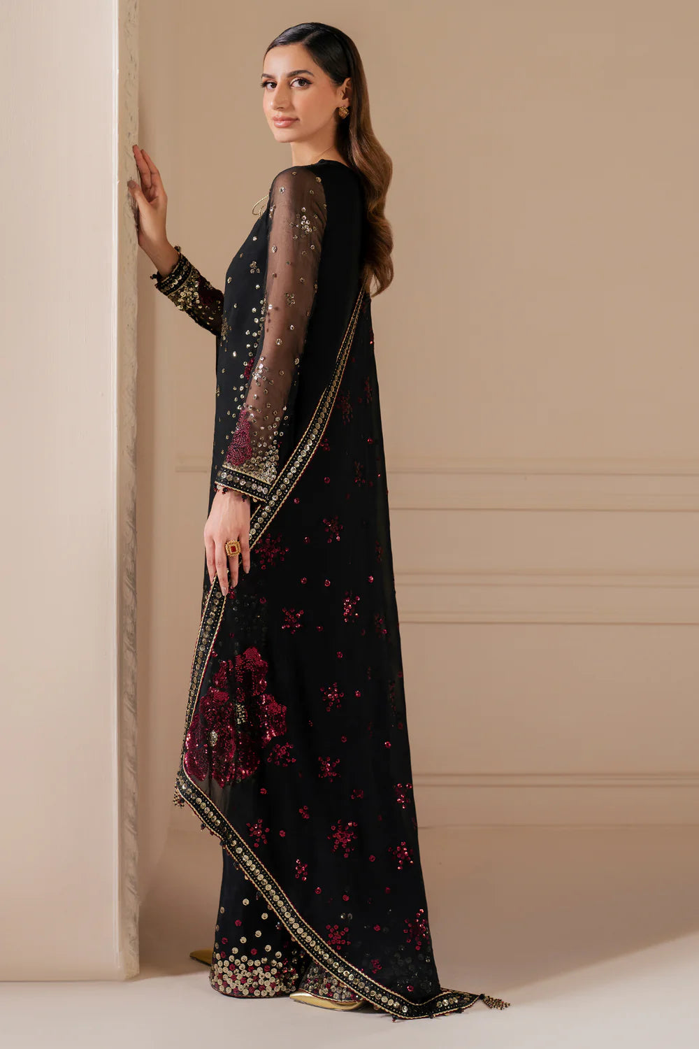 Jazmin Black Chiffon | Luxury Party Wear Collection| Top Pakistani Dress By Shaebiz