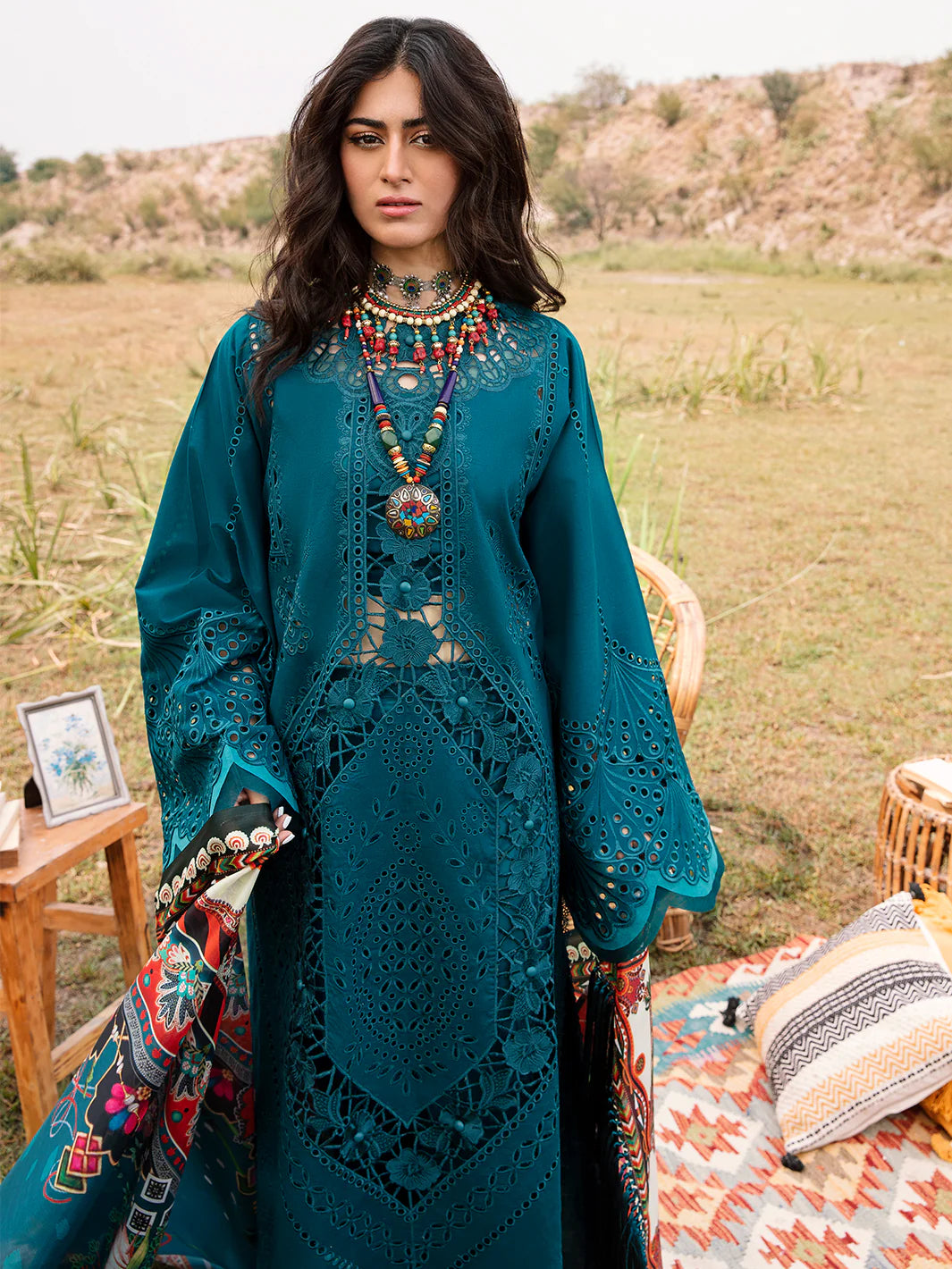 BIN ILYAS ZINK | LACER CUT SUMMER 2024 LAWN| TOP PAKISTANI DRESS BY SHAEBIZ