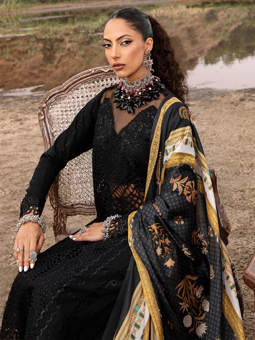 BIN ILYAS MEM SAHAB BLACK LAWN COLLECTION BY SAHIBA| TOP PAKISTANI DRESS BY SHAEBIZ|