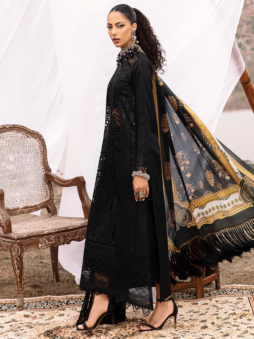 BIN ILYAS MEM SAHAB BLACK LAWN COLLECTION BY SAHIBA| TOP PAKISTANI DRESS BY SHAEBIZ|